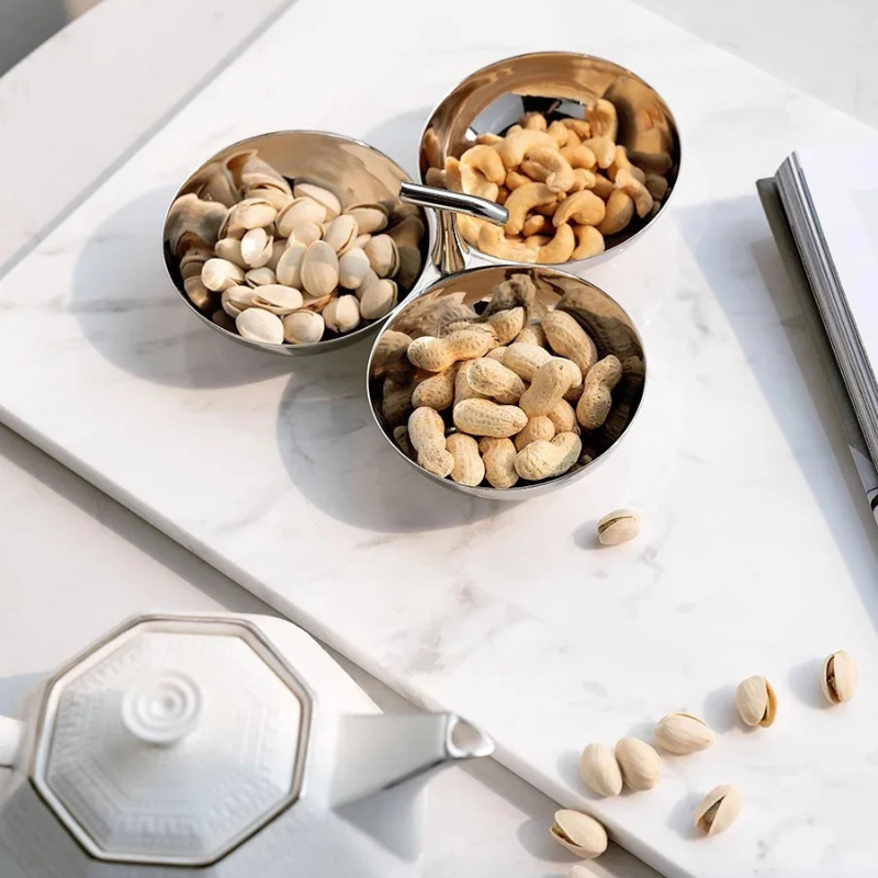 Stainless Steel 3-Section Snack Bowl – Appetiser Serving Dish - View 2