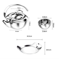 Stainless Steel Tea Set – Teapot, Cups & Tray - Petal Collection thumbnail 9