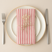 Linen-Cotton Napkins – Striped Artisan Dinner Cloths & Placemats - Set of 12 thumbnail 3