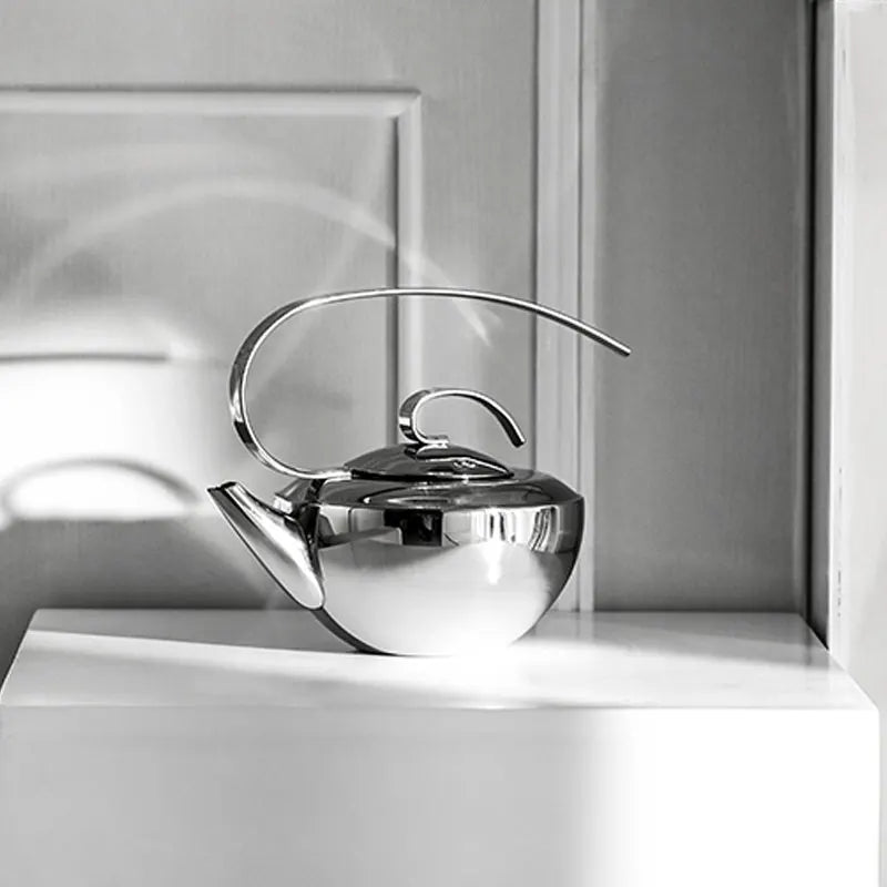 Stainless Steel Tea Set – Teapot, Cups & Tray - Petal Collection — image 3