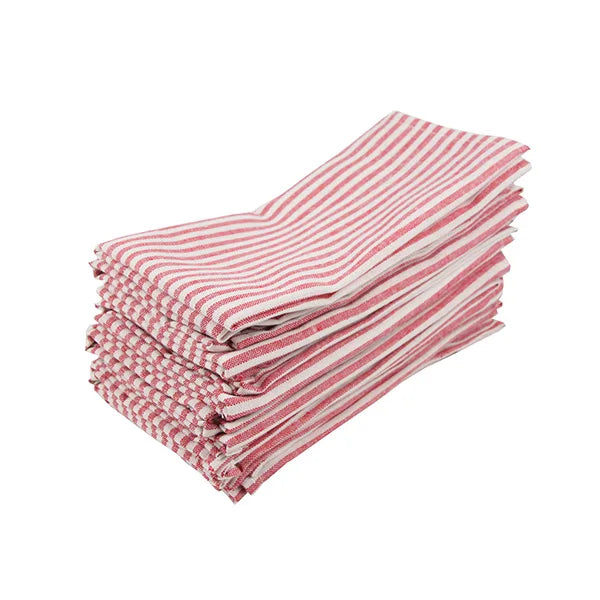 Linen-Cotton Napkins – Striped Artisan Dinner Cloths & Placemats - Set of 12 — image 9