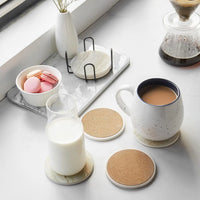 Marble Effect Ceramic Coaster Set – 6pcs with Holder, 10.2cm Drink Coasters for Table Protection thumbnail 3