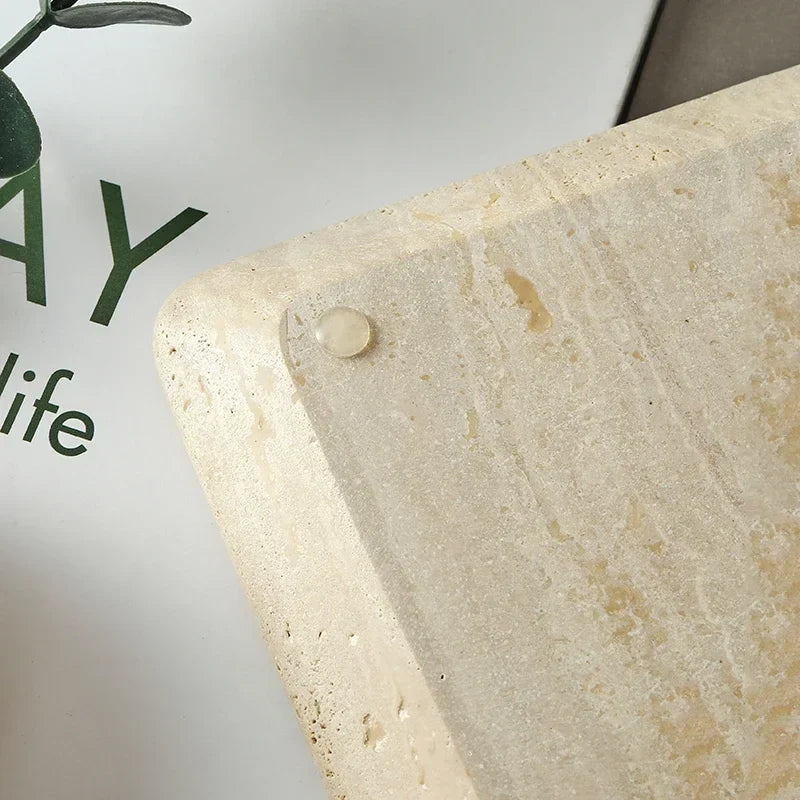 Natural Marble Tray – Beige Travertine Plate for Serving & Decor Organisation — image 7
