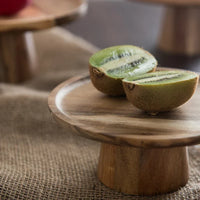 Wooden Cake Stand | Natural Wood Pedestal Serving Stand thumbnail 4