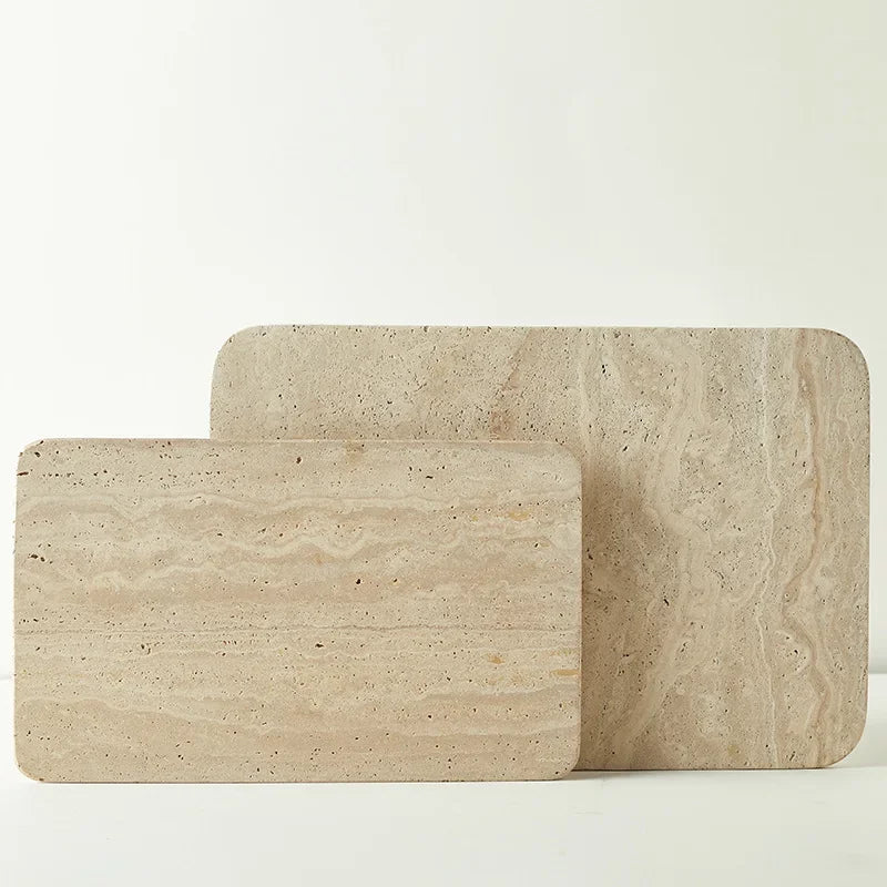 Natural Marble Tray – Beige Travertine Plate for Serving & Decor Organisation - View 2