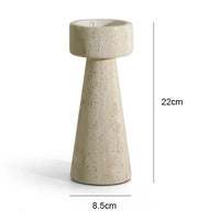 Minimalist Marble Candle Holder – Travertine Stone Taper Candlestick thumbnail 4