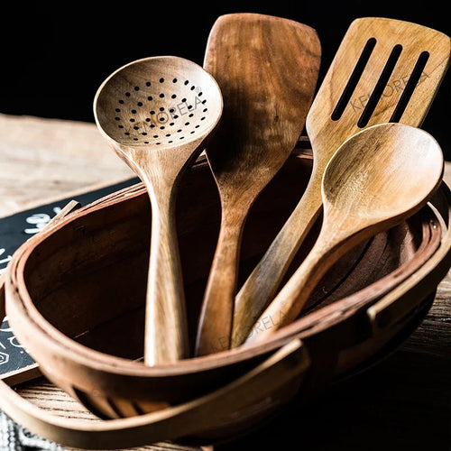 Acacia Wooden Kitchen Utensils Set – Spoons, Holder & Spoon Rest 9-Piece - View 2
