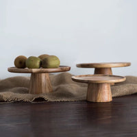 Wooden Cake Stand | Natural Wood Pedestal Serving Stand thumbnail 2