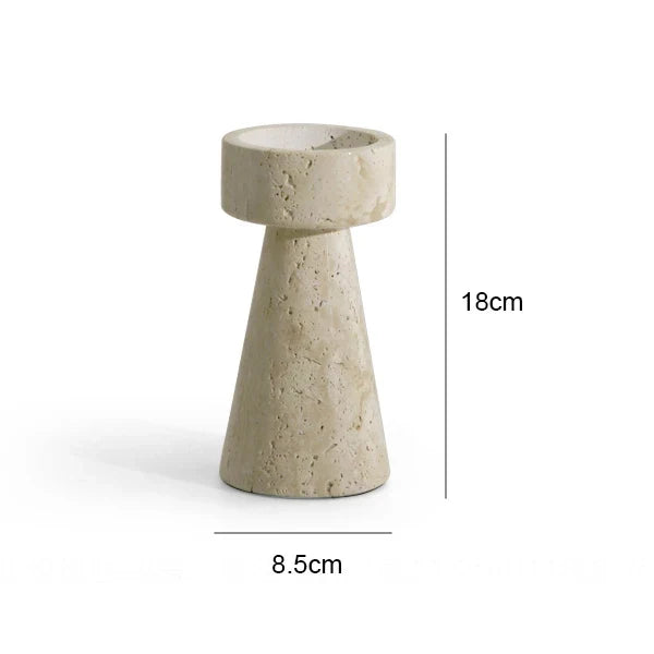 Minimalist Marble Candle Holder – Travertine Stone Taper Candlestick - View 5
